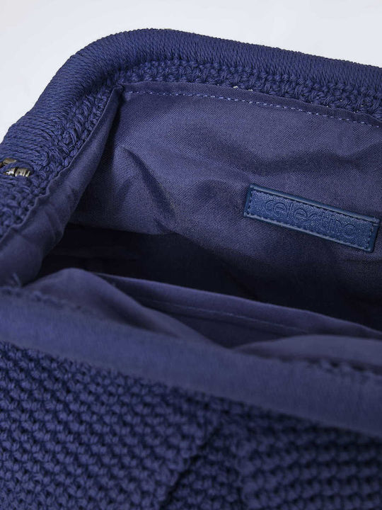 Celestino Γυναικεία Τσάντα Clutch Πλεκτή Σκούρο Μπλε