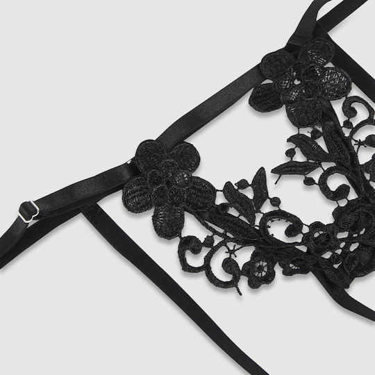 Plus Size Sexy Lingerie Set Embroidery & Applique Underwire Bra Fit Sexy 3 Pcs Black