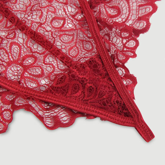 Σετ Σουτιέν Δαντέλα & Βαθύ V Exquisite Lace Appeal Deep V Mini Temptation Bra Set Κόκκινο