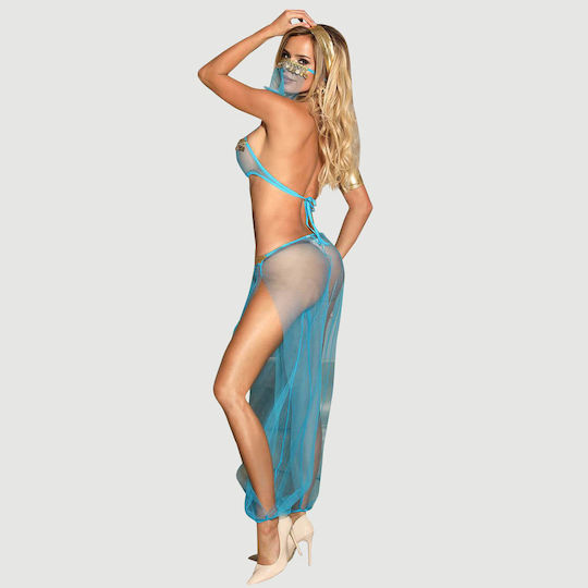 Plus Size India Style Sexy Bralette Lingerie Set Golden Paillette Blue