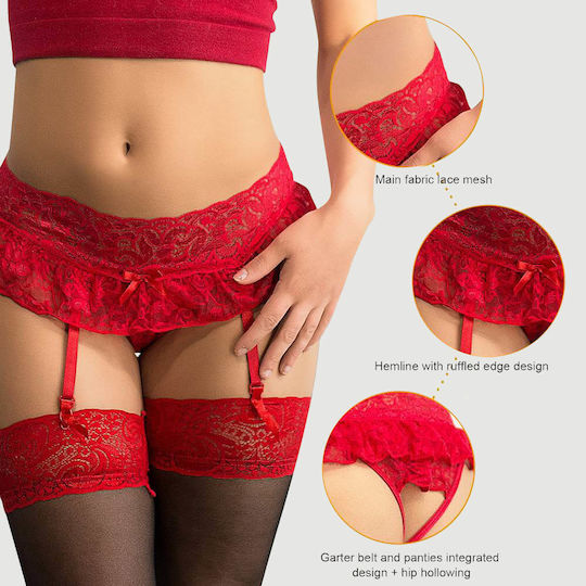 Plus Size Sexy Garter Belt Lingerie Sexy Lace Garter Panty Red