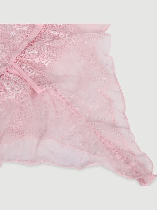 Plus Size Lace Floral Bodysuit Deep V Neck Sheer Teddy Lingerie Pink