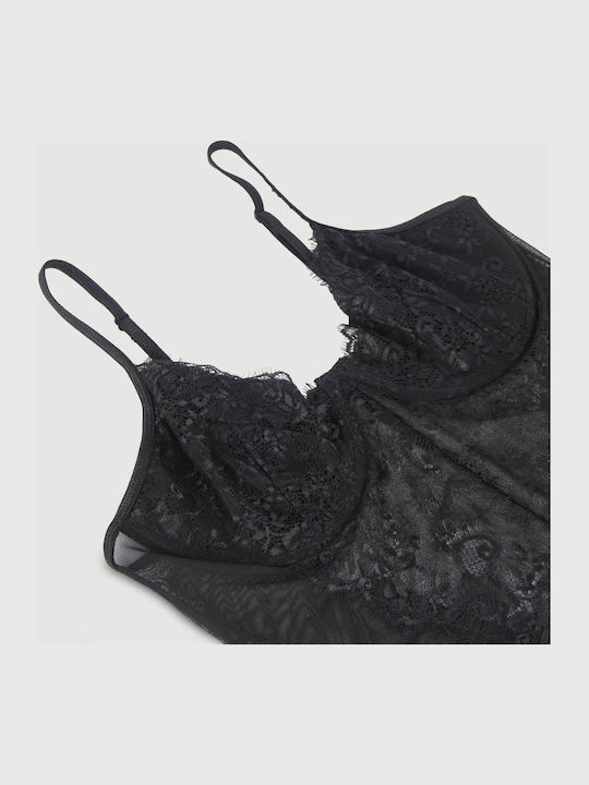 Sexy Bodysuit Open Crotch & Lace Crotchless High Quality Lace Splicing Sexy Teddy Underwire Black