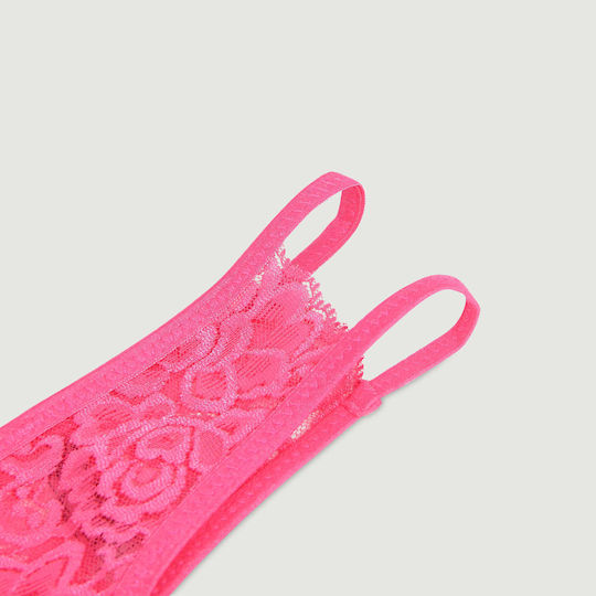 Große Größen Dantelige Slip Offener Schrittfrei & Schleife Spitze Panty Rosa