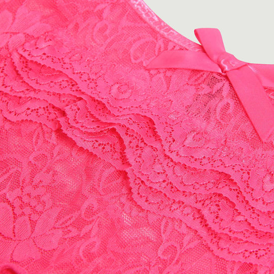 Plus Size Sexy Spitze Slip Schrittfrei Panty Rosa