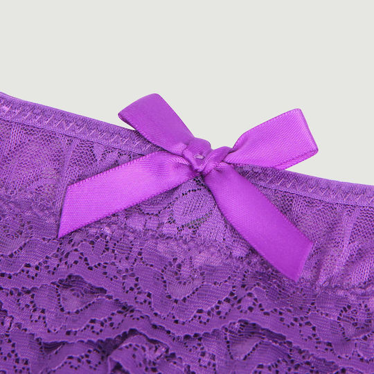 Plus Size Sexy Spitze Slip Schrittfrei Lila