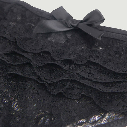 Plus Size Sexy Spitze Slip Schrittfrei Panty Schwarz