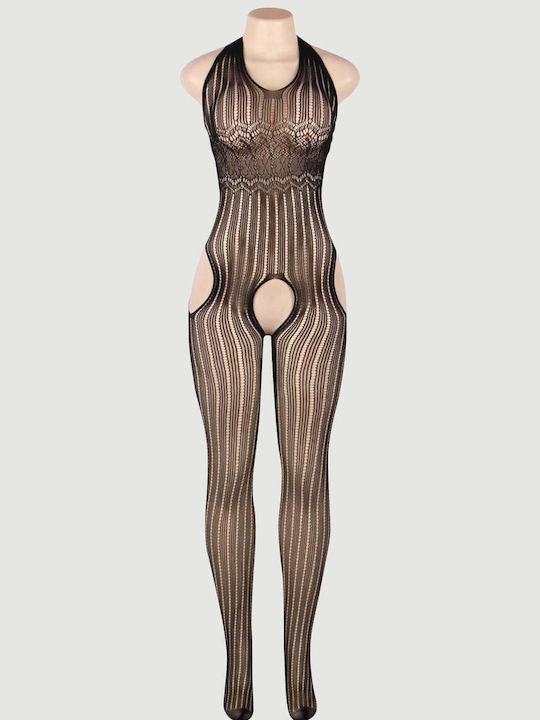 Plus Size Ολόσωμο Καλσόν Mystery Pattern Net Βodystocking Μαύρο