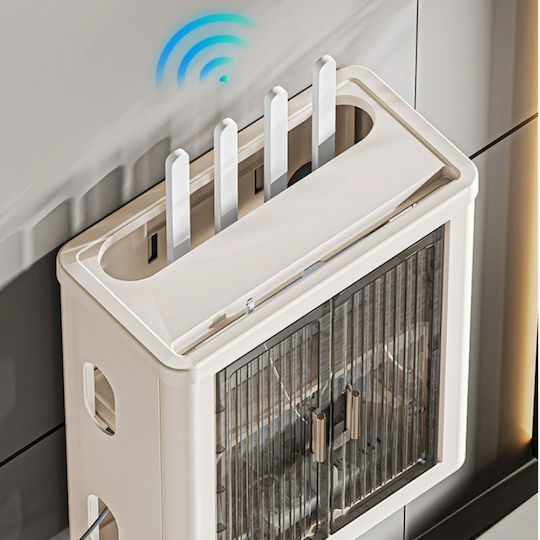 Suport Pliabil Pentru Depozitare Router Wifi Autocolant Dimensiuni 33 Cm X 28 Cm X 14.3 Cm Alb