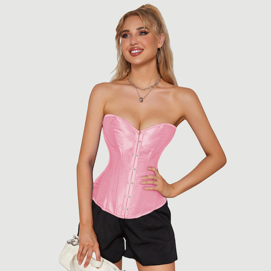 Strapless Corset Satin Strapless Palace Inspired Corset Top Pink