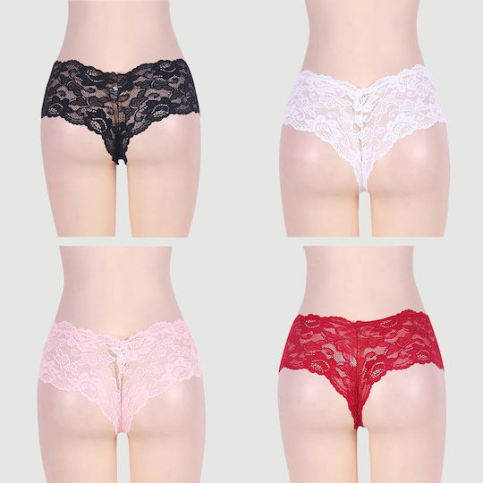 Set of 4 Sexy Floral Lace Panties 4 in 1 Box Multicolour