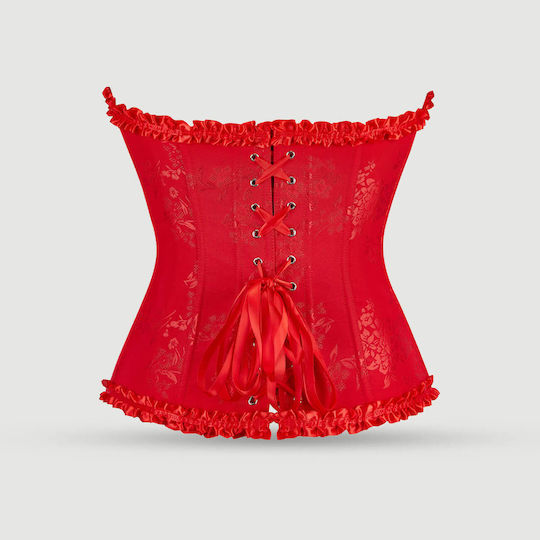 Corset 12-Piece Lace-Up Palace Corset Kit Steel Buckles & Plastic Boning Red