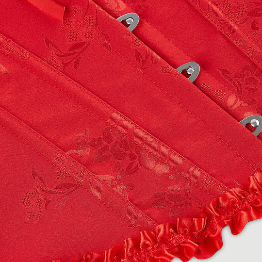 Corset 12-Piece Lace-Up Palace Corset Kit Steel Buckles & Plastic Boning Red
