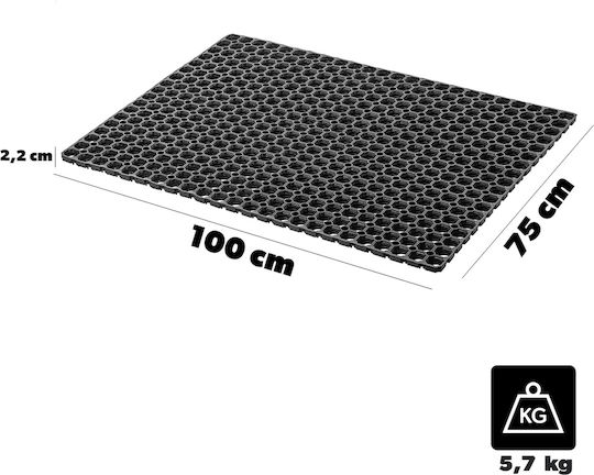 Kadax Non-Slip Rubber Black Doormat 100x75cm Thickness 22mm
