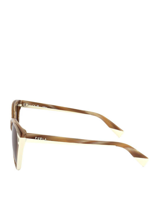 Furla Women's Sunglasses with Brown Tartaruga Plastic Frame and Brown Lens