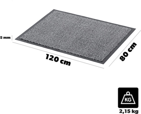 Kadax Πατάκι Εισόδου Αντιολισθητικό Γκρι 120x80εκ. Πάχους 5mm