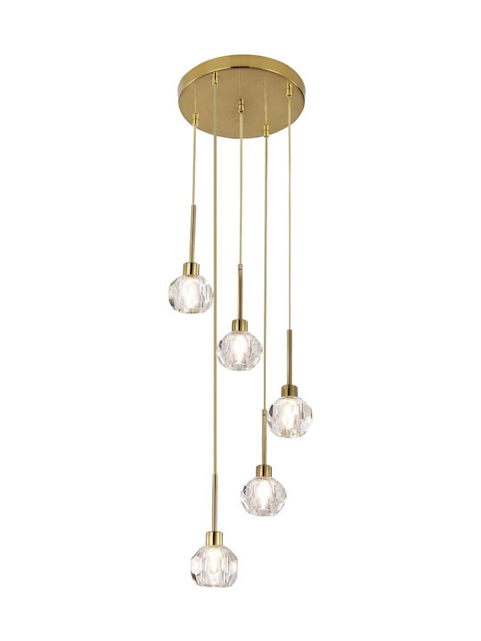 Rabalux Kassia Pendant Light Gold with Crystals for 5 Bulbs G9 27.5x11.5cm