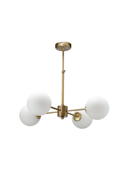 Inlight Hängelampe Gold für 4 Lampen G9 45x45cm.