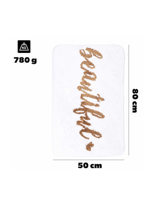 Kadax Αντιολισθητικό Πατάκι Μπάνιου Microfiber 37980 White 80x50εκ.