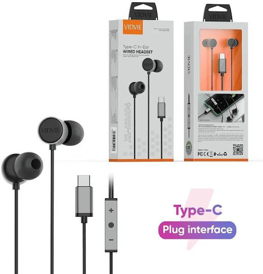 Vidvie In-ear Handsfree Ακουστικά με Βύσμα USB-C Μαύρο