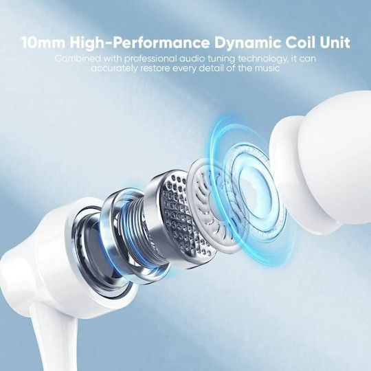Vidvie In-ear Handsfree Ακουστικά με Βύσμα USB-C Λευκό