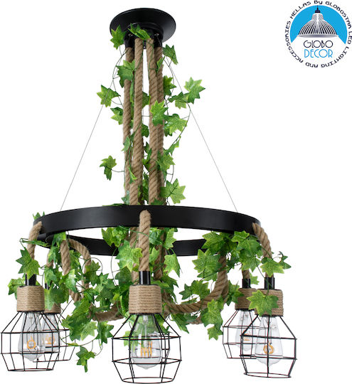 GloboStar Hellet Pendant Light Brown with Rope for 6 Bulbs E27
