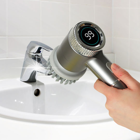 Perie Electrică 5-in-1 5 Accesorii de Curățare pentru Rosturi de Gresie Pardoseală Baie Piscină Afișaj Led Încărcare Usb