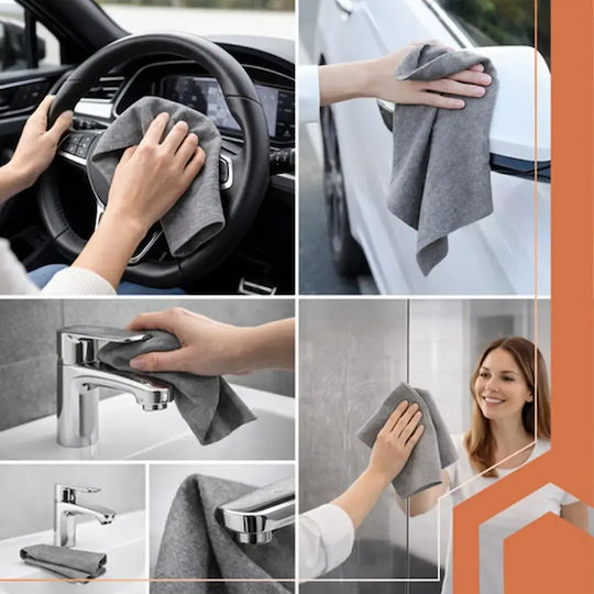 Microfiber Ruhhy Car Microfiber Cloths for Windows 280gsm Gray 40x30cm 3 Pieces