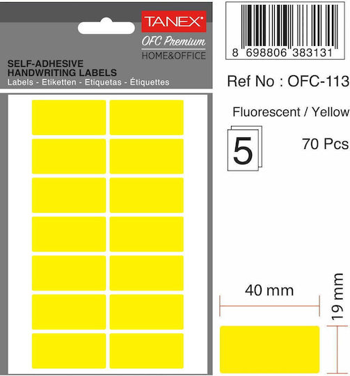 Tanex 70 Buc Etichete Adezive În Culoare Galbenă 19x40mm