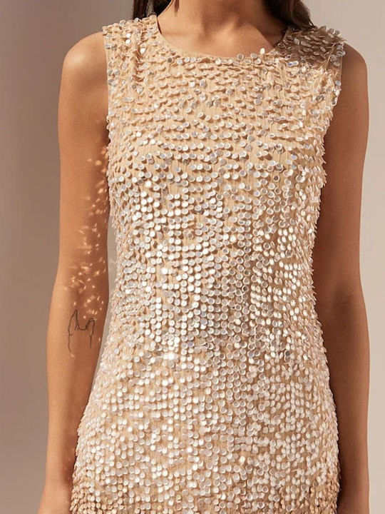 Summer Mini Evening Dress Nude