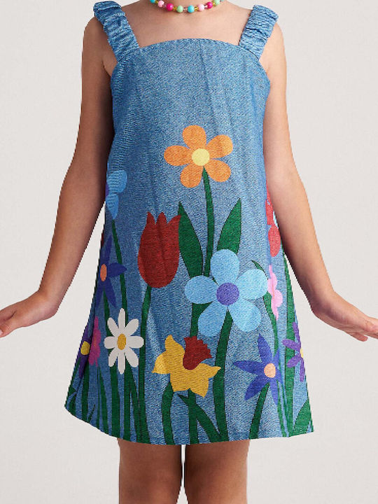 Mädchenkleid Ärmellos Blau