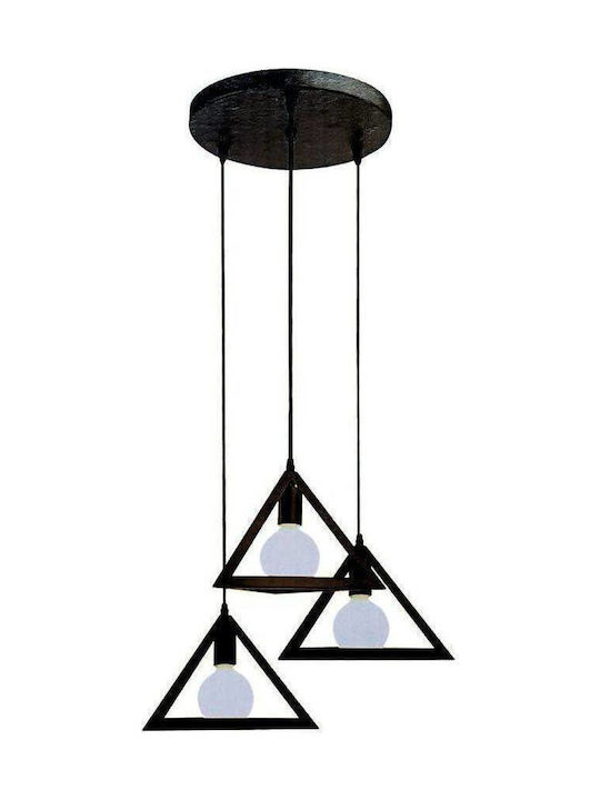 V-TAC Pendant Light Black with Socket E27 30x130cm
