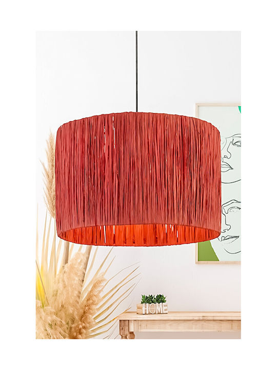 SteweHome Deckenleuchte Boho Modern Mit Naturpapier Ráfia Rot 35x60cm