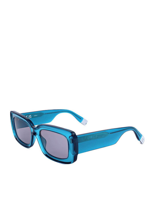 Furla Women's Sunglasses with Blue Plastic Frame and Gray Lens