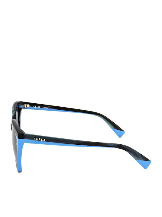 Furla Women's Sunglasses with Multicolour Plastic Frame and Gray Lens