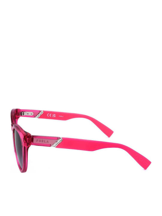 Furla Women's Sunglasses with Pink Plastic Frame and Gray Lens