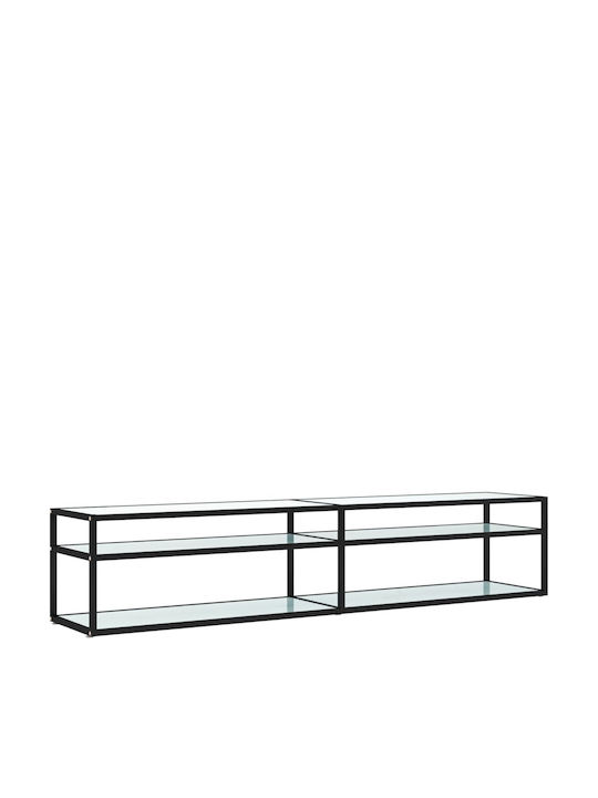 Stand TV Din Metal Și Sticlă Negru L200xA40xÎ40,5cm