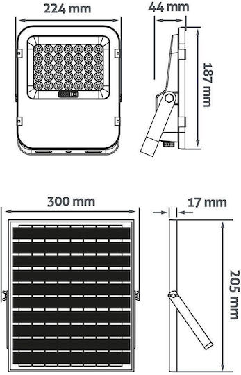 Avide Asolflcw-10ah-smsp Στεγανός Ηλιακός Προβολέας LED 100W Ψυχρό Λευκό 6400K με Αισθητήρα Κίνησης και Τηλεχειριστήριο IP65