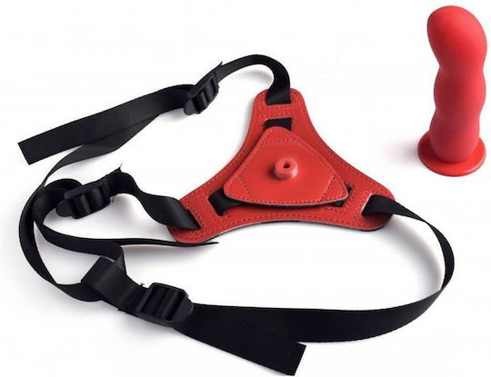 Silicone Dildo Strapon Harness Red