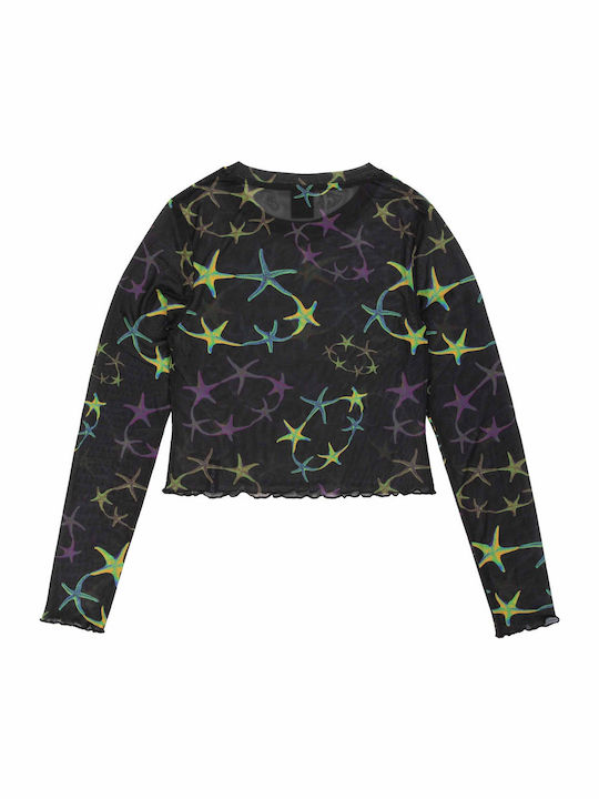 Women's Long Sleeve Black Crop Top