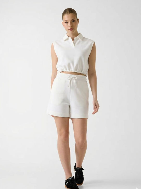 Women's Sleeveless Polo Blouse White