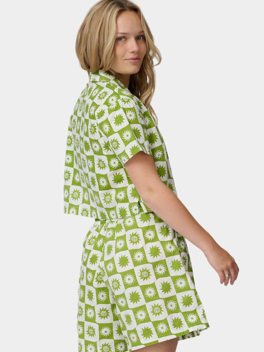 Women's Crop Cotton Short Sleeve Top Green