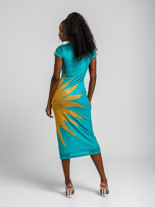 Sommer Midi Damenkleid Türkis