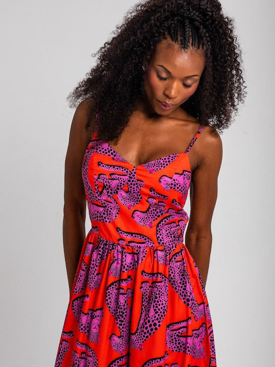 Sommer Midi Damenkleid Orange