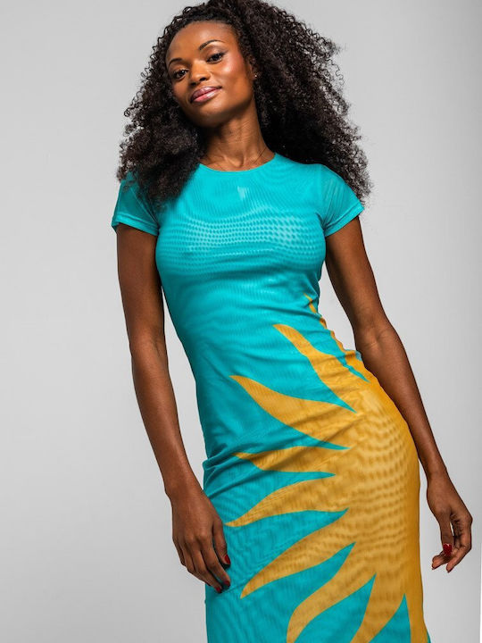 Sommer Midi Damenkleid Türkis