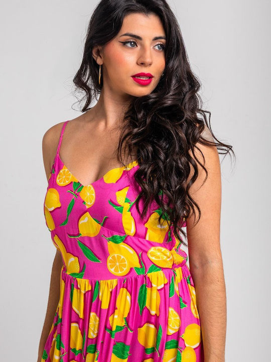Sommer Midi Damenkleid Zitronengelb