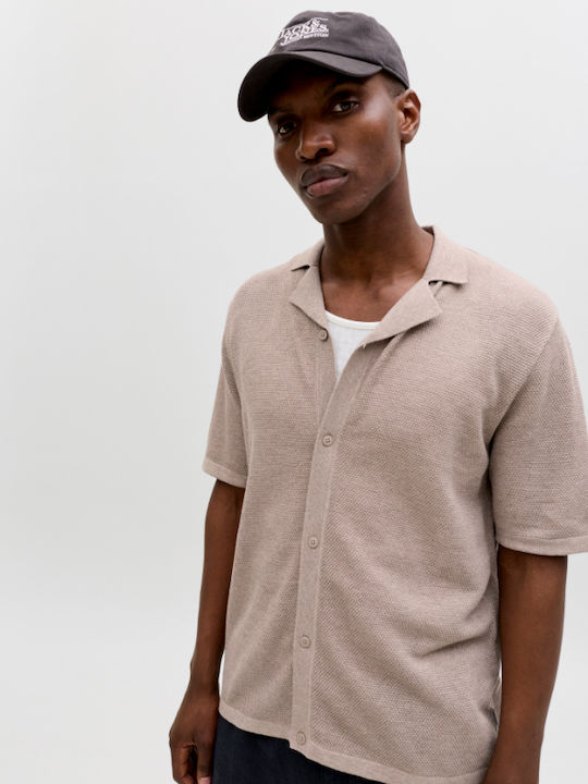 Resort Short Sleeve Shirt in Regular Fit Beige