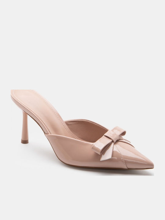 Patent Leather Mules With High Heel In Pink Colour