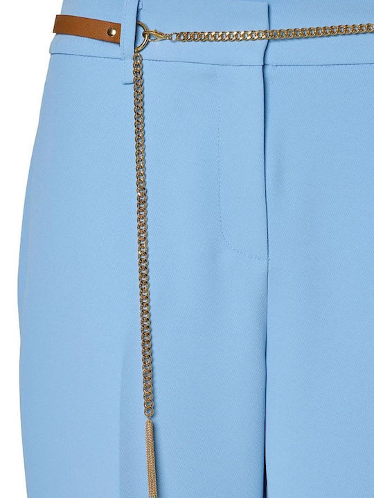 Women's Crepe Trousers in Regular Fit Sky Blue
