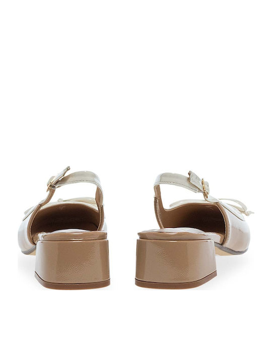 Pointed Toe Heels with Strap Beige